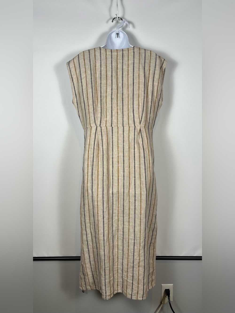 Garnet Hill Linen Pleat-Detail Midi Dress Size 8 Nwot - Picture 3 of 6